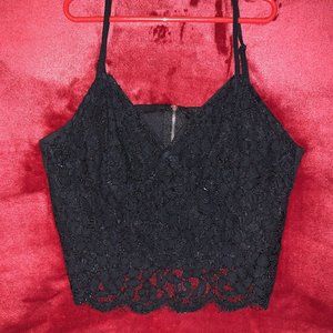 Black Laced Cropped Tank